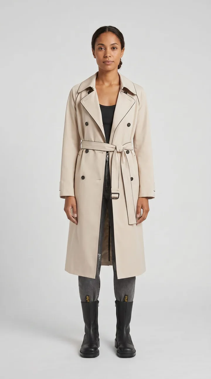 Trench coat e jeans (Passeio), prova virtual real na Abcielli