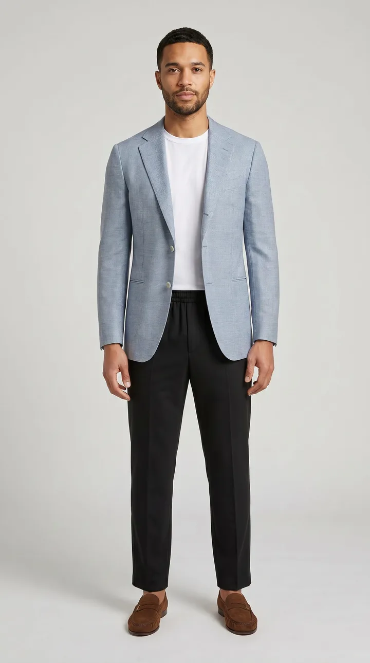 Blazer azul-claro (Evento), prova virtual real na Abcielli